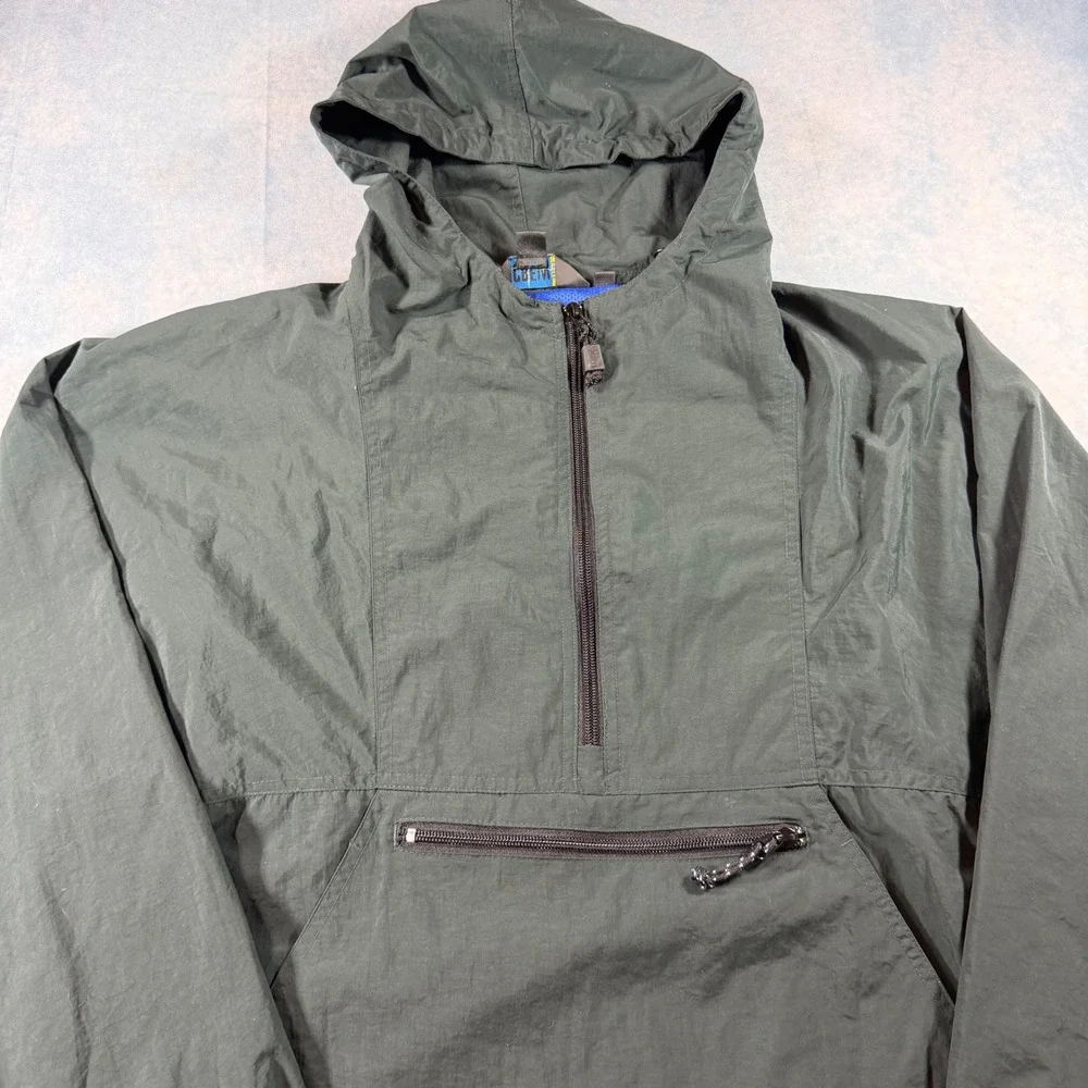 J.Crew Anorak Jacket Mens M Green Excellent Vintage Sport Pullover Hooded 3072